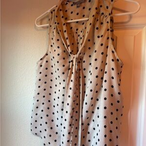 Tinley Road Black and Cream Polka Dot Blouse